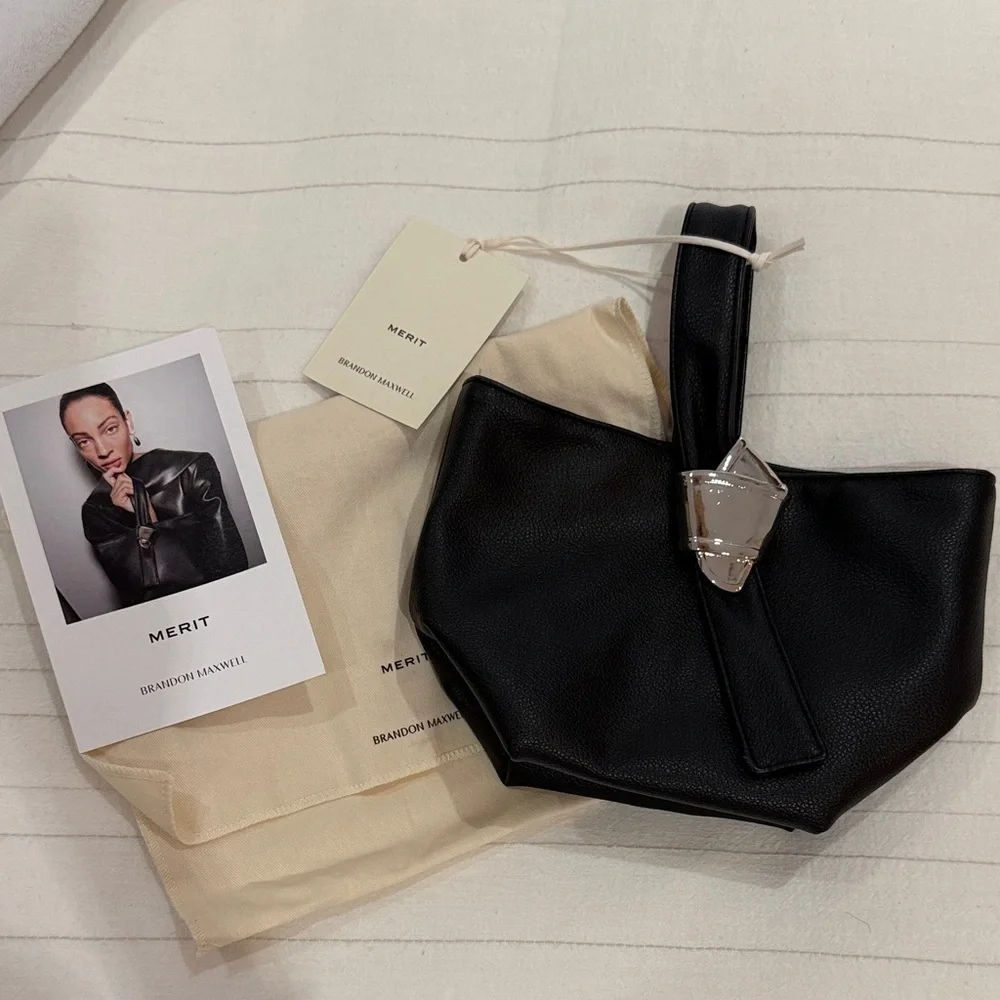 Brandon Maxwell x MERIT Black Wristlet Clutch Bag
